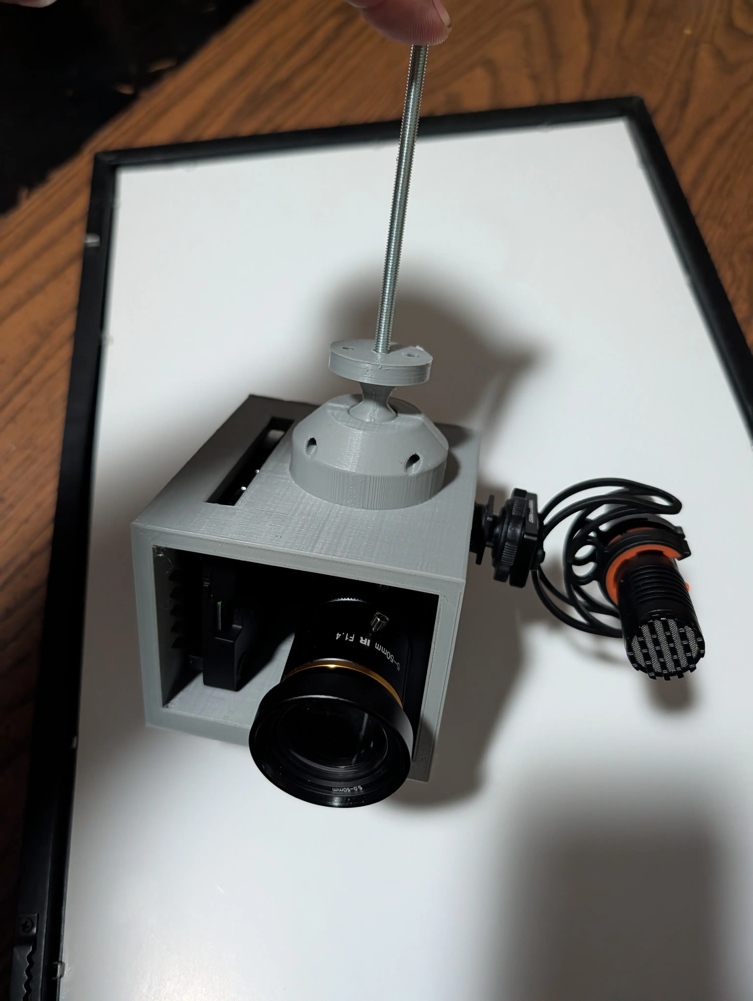 Theater livestream camera box installed in a theater